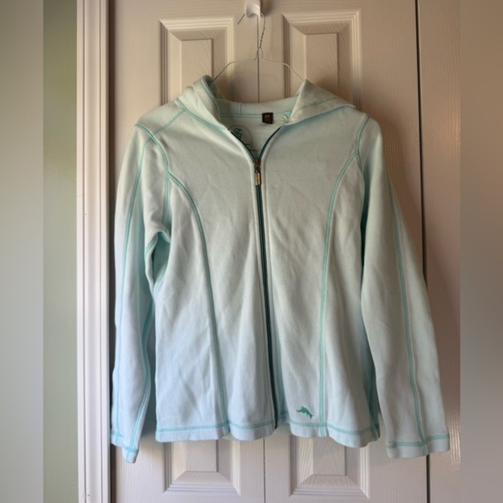 Tommy Bahama zippered sweatshirt Baby Blue Size Small Mint Condition